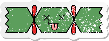 Bir insan tarafından çizilmiş tatlı bir noel krakerinin sıkıntılı çıkartması.