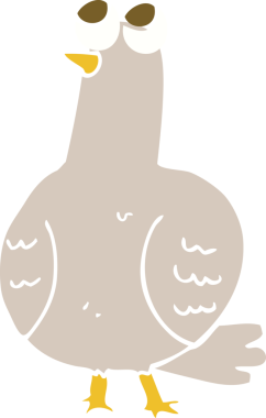 Bir insan tarafından çizilen kuşun düz renk çizimi