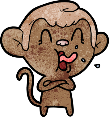 Bir insan tarafından çizilmiş çılgın çizgi film maymunu