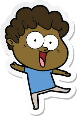 Bir insan tarafından çizilmiş mutlu bir adamın çıkartması.