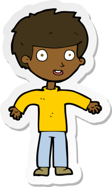 Bir insan tarafından çizilmiş mutlu bir adamın çıkartması.