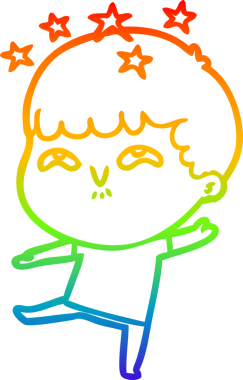 gökkuşağının gradyan çizimi bir çizgi film karakteri tarafından çizilmiş.