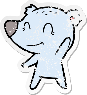 Bir insan tarafından çizilmiş dost canlısı bir ayı çizgi filminin sıkıntılı çıkartması.