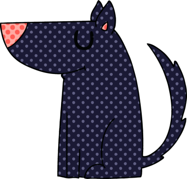 Bir insan tarafından çizilmiş çizgi roman tarzı tuhaf bir köpek.