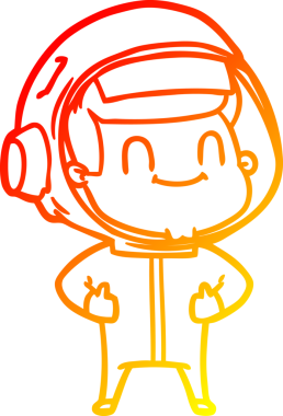 Bir insan tarafından çizilmiş mutlu bir astronotun sıcak çizgi çizimi