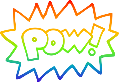 gökkuşağı gradyan çizgi çizimi bir insan tarafından çizilmiş pow sembolü