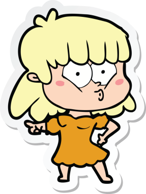 Bir insan tarafından çizilmiş ıslık çalan bir kızın çıkartması.