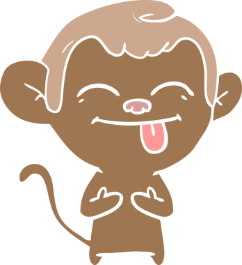 Bir insan tarafından çizilmiş komik düz renkli çizgi film maymunu