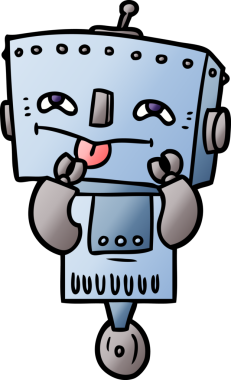 Bir insan tarafından çizilmiş çizgi film robotu