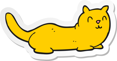 Bir insan tarafından çizilmiş çizgi film kedisinin çıkartması.