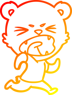 Bir insan tarafından çizilen kızgın çizgi film ayısının sıcak çizgi çizimi