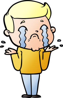 Bir insan tarafından çizilmiş ağlayan çizgi film adamı.