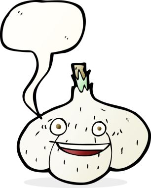 Bir insan tarafından çizilmiş konuşma baloncuklu sarımsak.