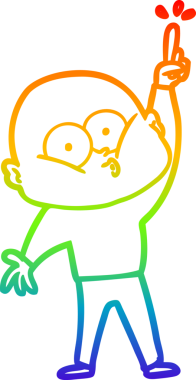 Gökkuşağı gradyan çizgi çizimi bir insan tarafından çizilmiş kel bir adamın çizimi