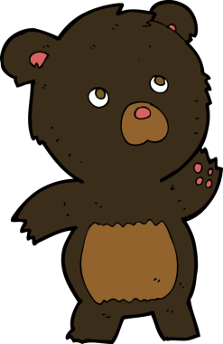 Bir insan tarafından çizilmiş meraklı kara ayı çizgi filmi.