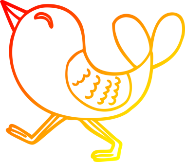 Bir insan tarafından çizilen kırmızı kuşun sıcak eğimli çizgi çizimi