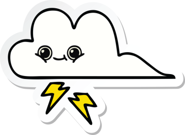 Bir insan tarafından çizilmiş şirin bir fırtına bulutunun çıkartması.