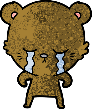 Bir insan tarafından çizilmiş ağlayan çizgi film ayısı.