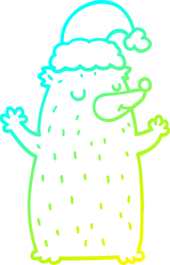 Soğuk gradyan çizgisi bir insan tarafından çizilmiş şirin bir Noel ayısının çizimi.