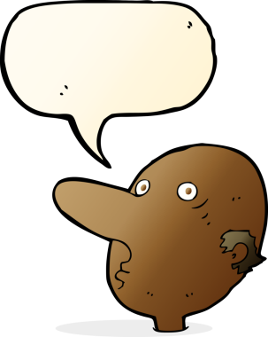 Bir insan tarafından çizilmiş konuşma balonlu keltoş adam.