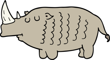 Bir insan tarafından çizilmiş gergedan çizgi filmi.