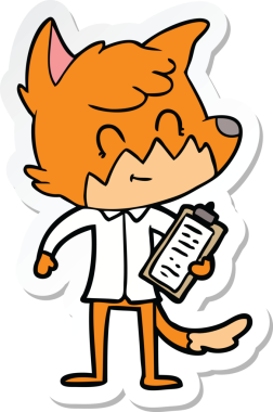 Bir insan tarafından çizilmiş karikatür arkadaş canlısı bir tilki yöneticisinin çıkartması.