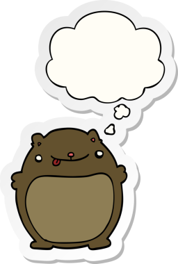 Düşünce baloncuğu insan tarafından çizilmiş bir çıkartma olan şişman ayı çizgi filmi.