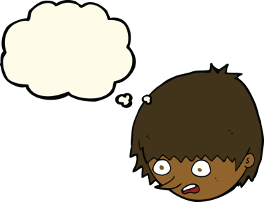 Bir insan tarafından çizilmiş düşünce baloncuğuyla gerilmiş bir yüz.