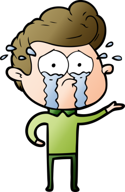 Bir insan tarafından çizilmiş ağlayan bir karikatür.