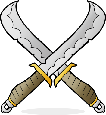 Bir insan tarafından çekilen çapraz kılıçlar.