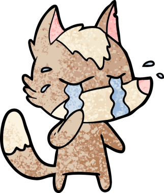 Bir insan tarafından çizilmiş ağlayan kurt çizgi filmi.