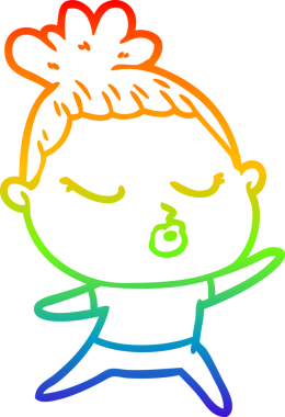 Gökkuşağı gradyan çizgi çizimi bir insan tarafından çizilmiş sakin bir kadın