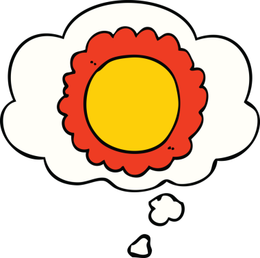 Bir insan tarafından çizilmiş düşünce baloncuklu karikatür çiçeği