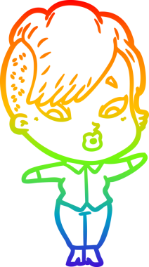 gökkuşağı gradyanı çizimi bir çizgi film kızı şaşırttı bir insan tarafından çizildi