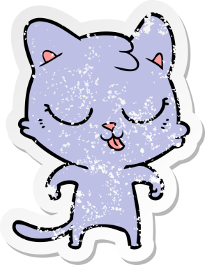 Bir insan tarafından çizilmiş karikatür bir kedinin sıkıntılı çıkartması.