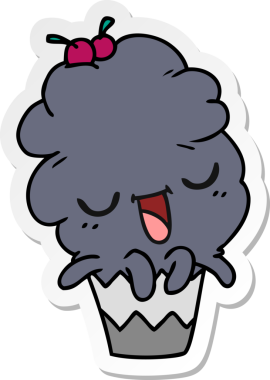 Bir insan tarafından çizilmiş kawaii ahtapot kekinin serbest sticker karikatürü.