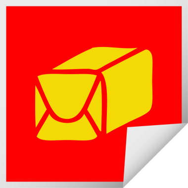 Bir insan tarafından çizilmiş kağıdın kare soyma etiketi karikatürü