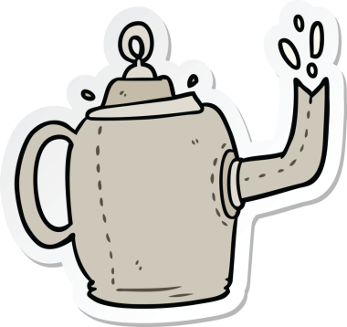 Bir insan tarafından çizilmiş eski bir çizgi film çıkartması.