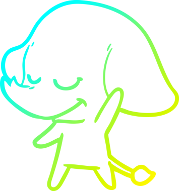 Bir insan tarafından çizilmiş gülümseyen bir filin soğuk gradyan çizimi