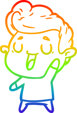 gökkuşağı gradyanı çizimi bir insan tarafından çizilmiş mutlu bir çizgi film adamı