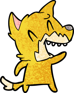 Bir insan tarafından çizilmiş gülen tilki çizgi filmi.