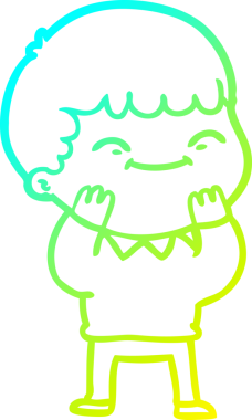 Bir çizgi film karakteri çizen soğuk çizgi bir insan tarafından çizilmiş mutlu çocuk.