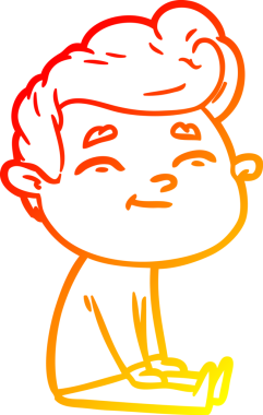 Bir insan tarafından çizilmiş mutlu bir çizgi film karakterinin sıcak çizgi çizimi