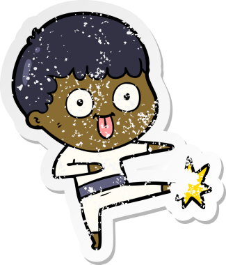 Bir insan tarafından çizilmiş karikatür adamın sıkıntılı çıkartması.