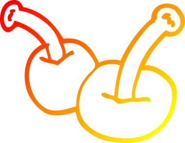 Bir insan tarafından çizilmiş bir kiraz çizgisinin sıcak gradyan çizimi