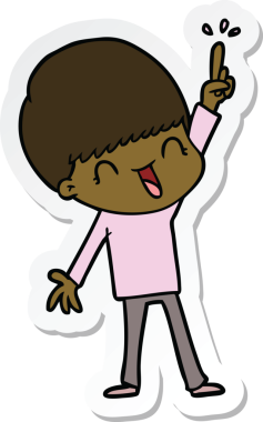 Bir insan tarafından çizilmiş mutlu bir çizgi film çocuğunun çıkartması.