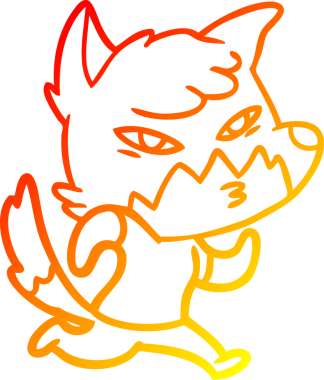 Bir insan tarafından çizilmiş akıllı bir tilkinin sıcak çizgi çizimi