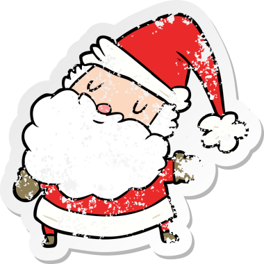 Bir insan tarafından çizilmiş karikatür Noel Baba etiketi.