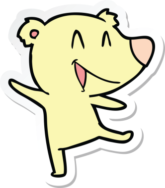 Bir insan tarafından çizilmiş, gülen ayı çizgi filminin çıkartması.