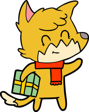 Bir insan tarafından çizilmiş mutlu tilki çizgi filmi.